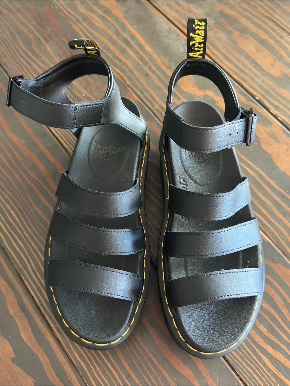 Dr. Martens Blaire Quad Platform Gladiator Sandals Black Leather US 11